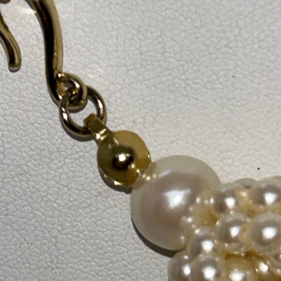 Vintage Faux Pearl Torsade Necklace With Ornate Gold-Tone Pendant & Rhinestones - Picture 11 of 14